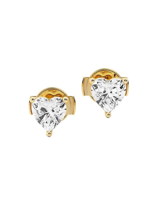 Womens Ethereal 14K Yellow Gold & 1 TCW Lab-Grown Diamond Heart Stud Earrings Product Image