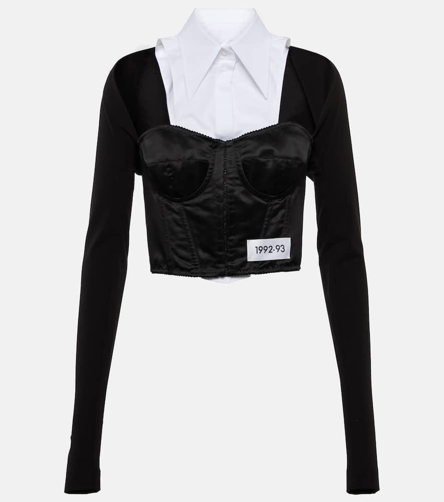 Black Layered-shirt Corset Top Product Image