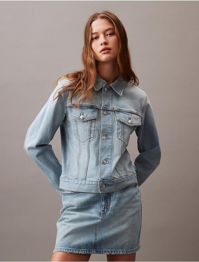 Calvin Klein Womens Classic Denim Trucker Jacket - Blue - M Product Image