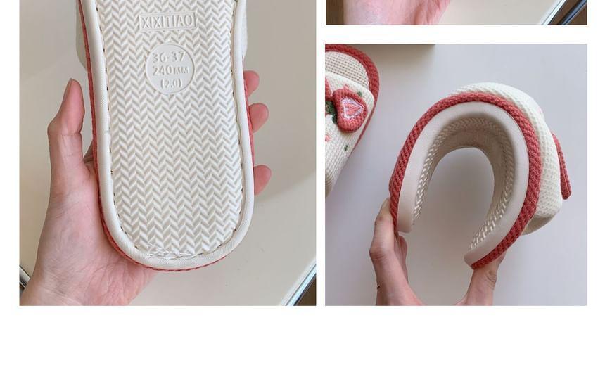 Strawberry Embroidered Slippers Product Image