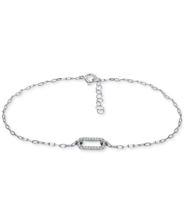 Giani Bernini Cubic Zirconia Pave Link Ankle Bracelet 18k Gold-Plate, Created for Macys - STERLING SILVER Product Image