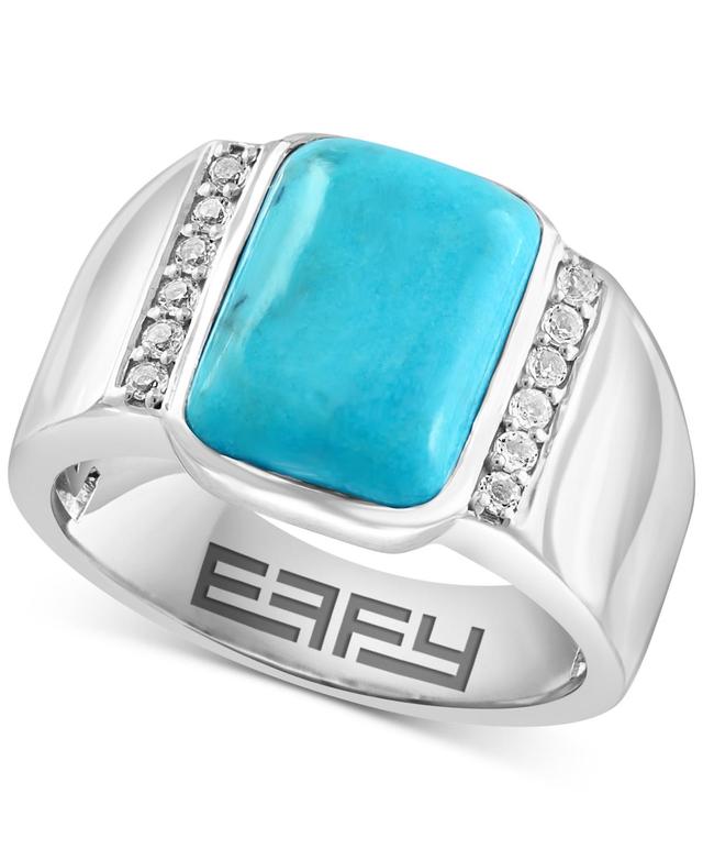 Effy Mens Turquoise & White Topaz (1/4 ct. t.w.) Ring in Sterling Silver Product Image