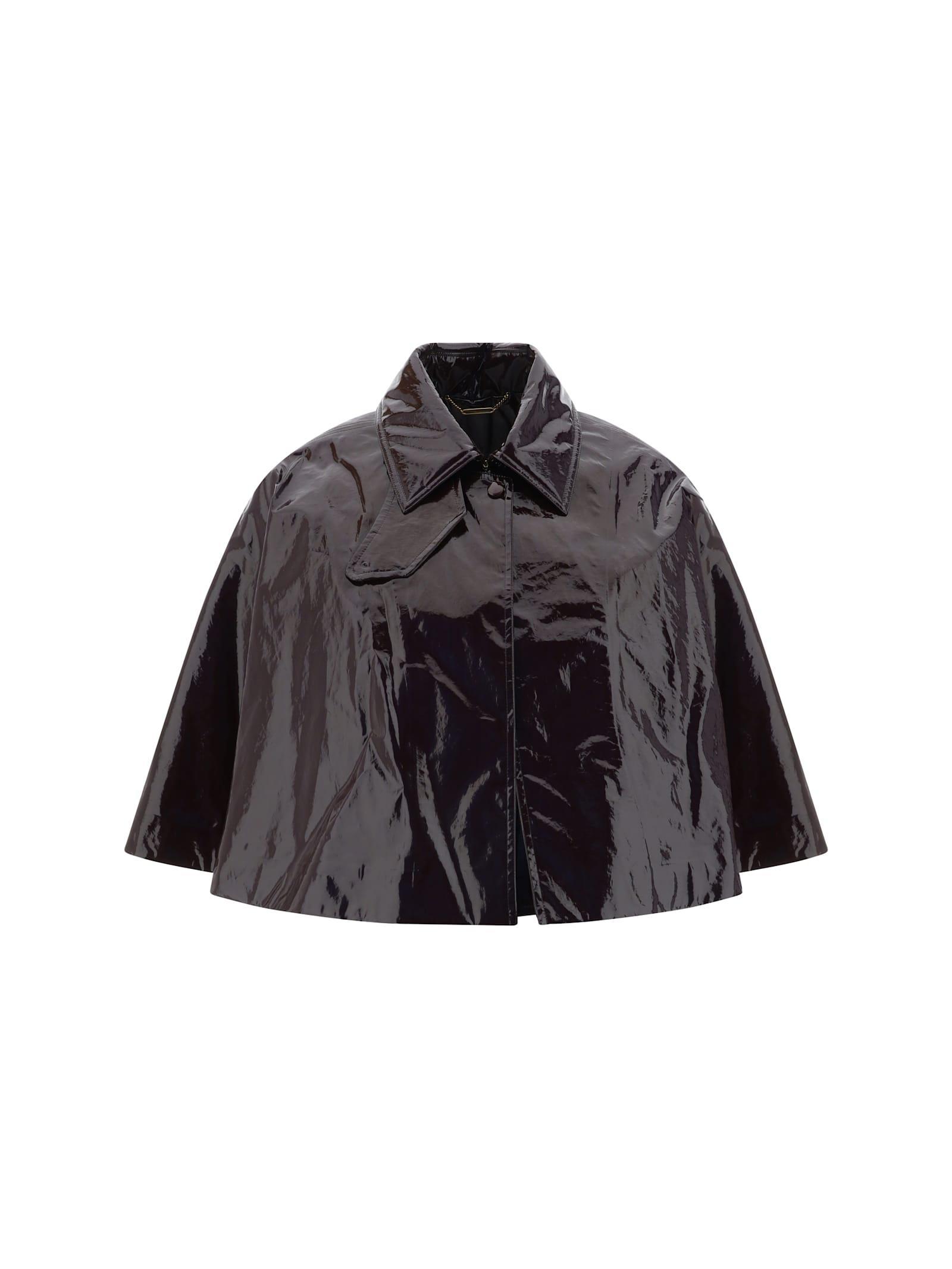 CHLOÉ High Neck Nappa Leather Capelet In Black Product Image