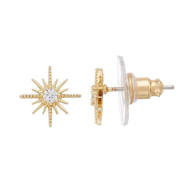 LC Lauren Conrad Art Deco Starburst Nickel Free Stud Earrings, Womens, Gold Tone Product Image