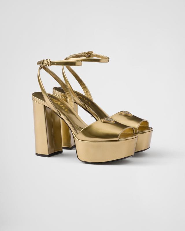 Metallic leather platform sandals Product Image