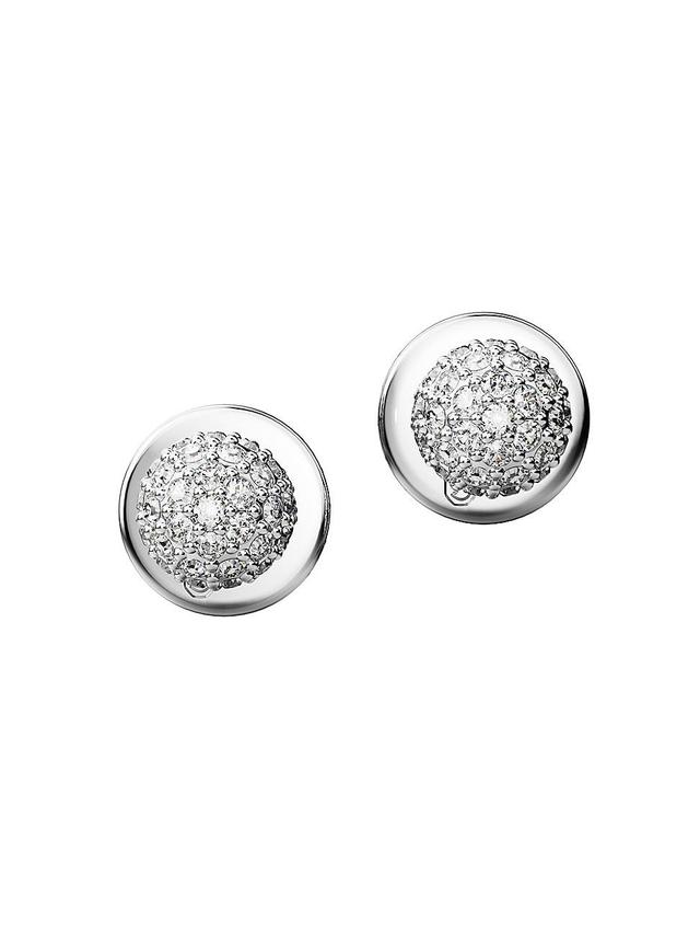 Womens Luna Rhodium-Plated & Crystal Moon Front-To-Back Stud Earrings Product Image