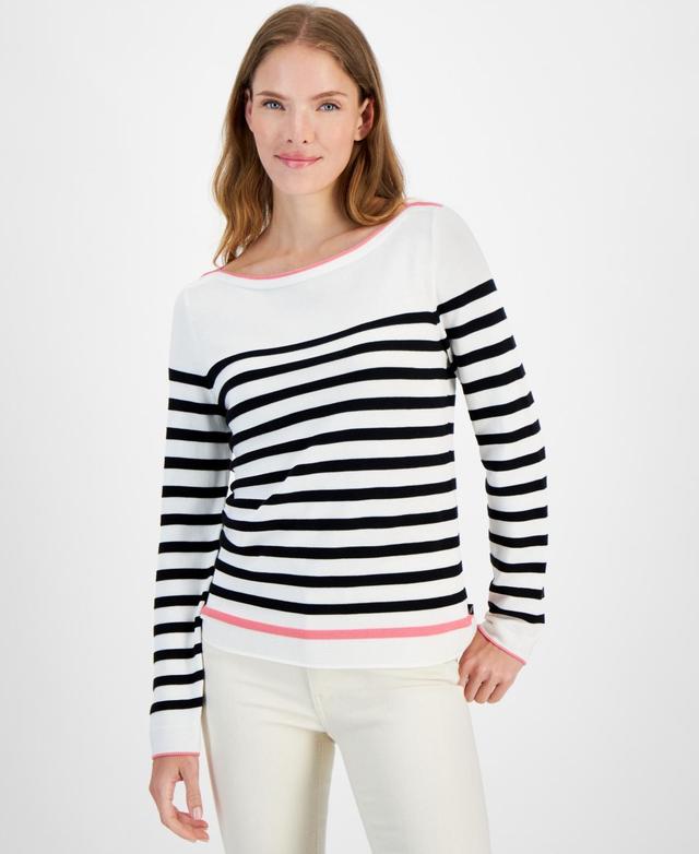 Nautica Jeans Womens Striped Long-Sleeve Sweater Product Image