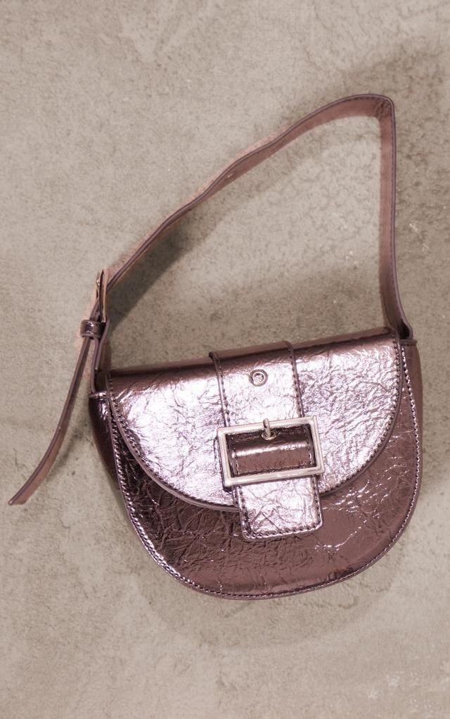 Grey Chunky Metallic Buckle Detail Shoulder Bag Product Image