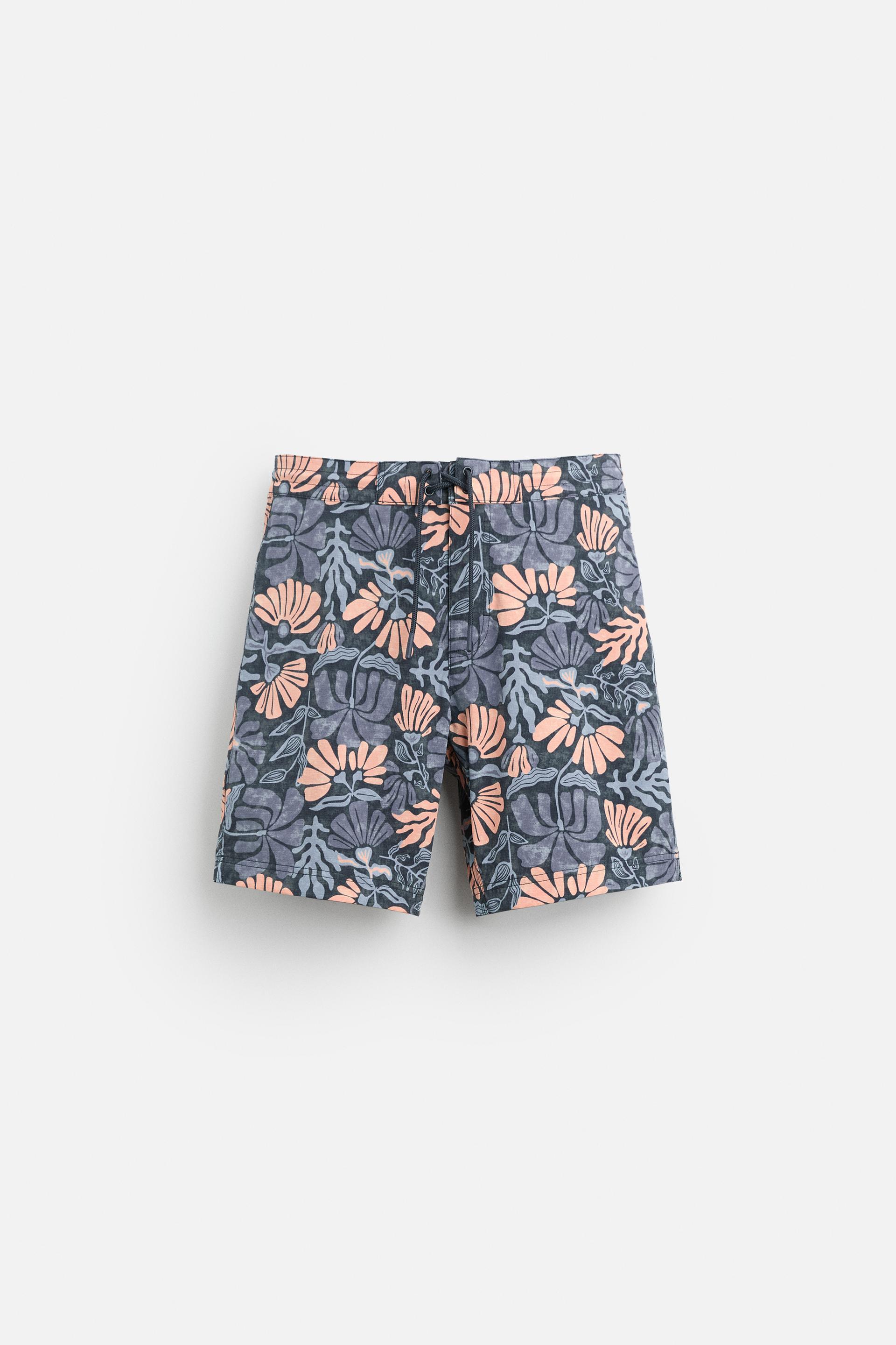 FLORAL PRINT LONG SWIMMING TRUNKS Product Image