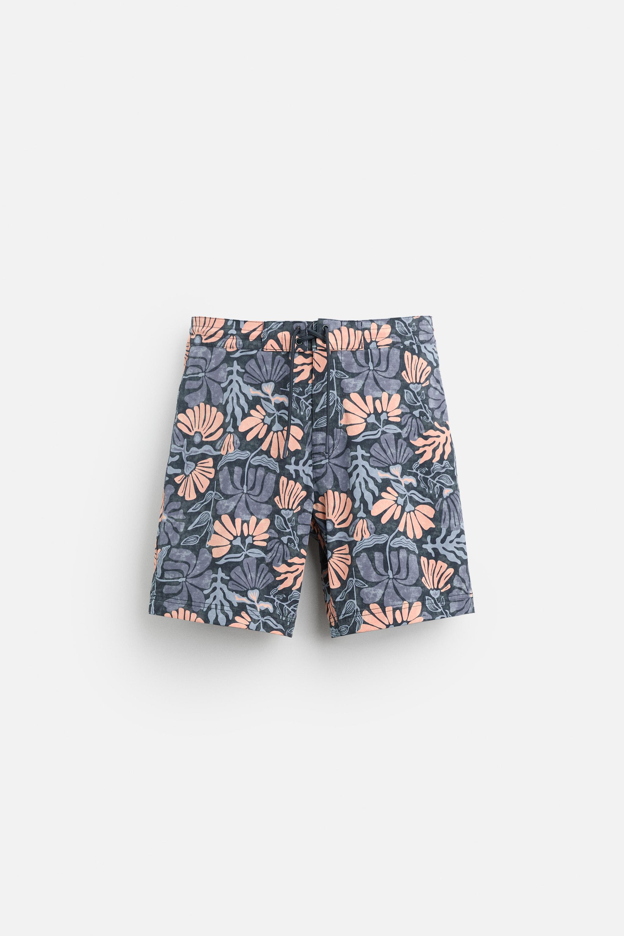 LONG ABSTRACT PRINTED SWIMMING TRUNKS Product Image