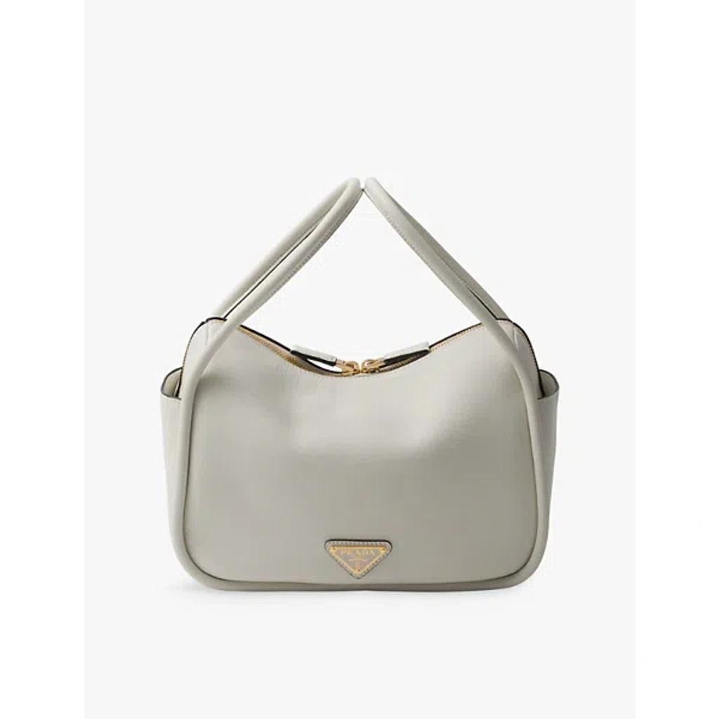 Logo Hardware Leather Bag In White Product Image