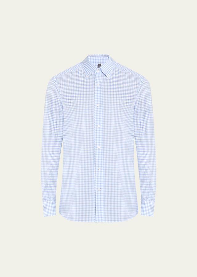 Mens Cotton Gingham Check Sport Shirt Product Image