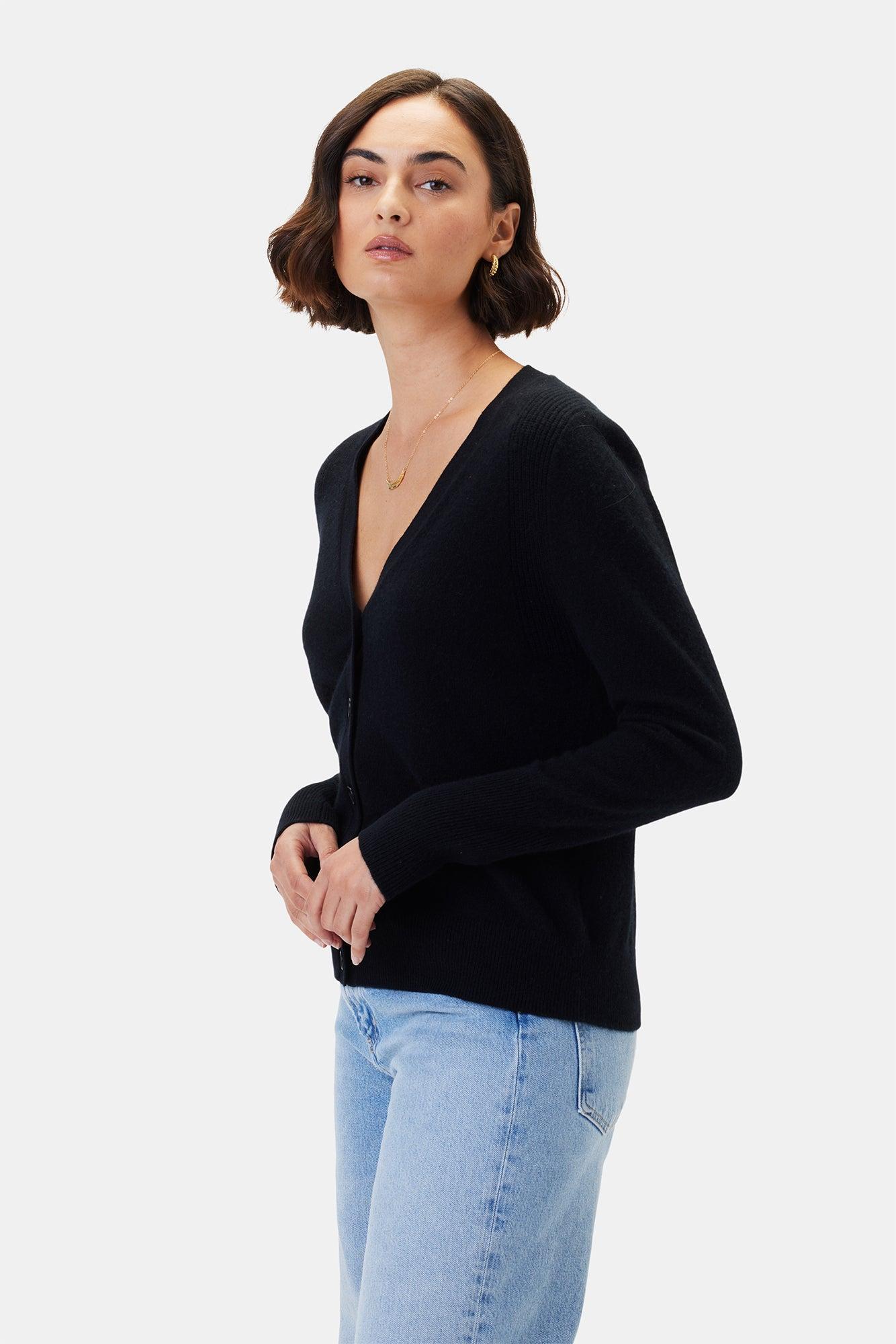 Mason Cashmere Cardigan - Licorice Product Image