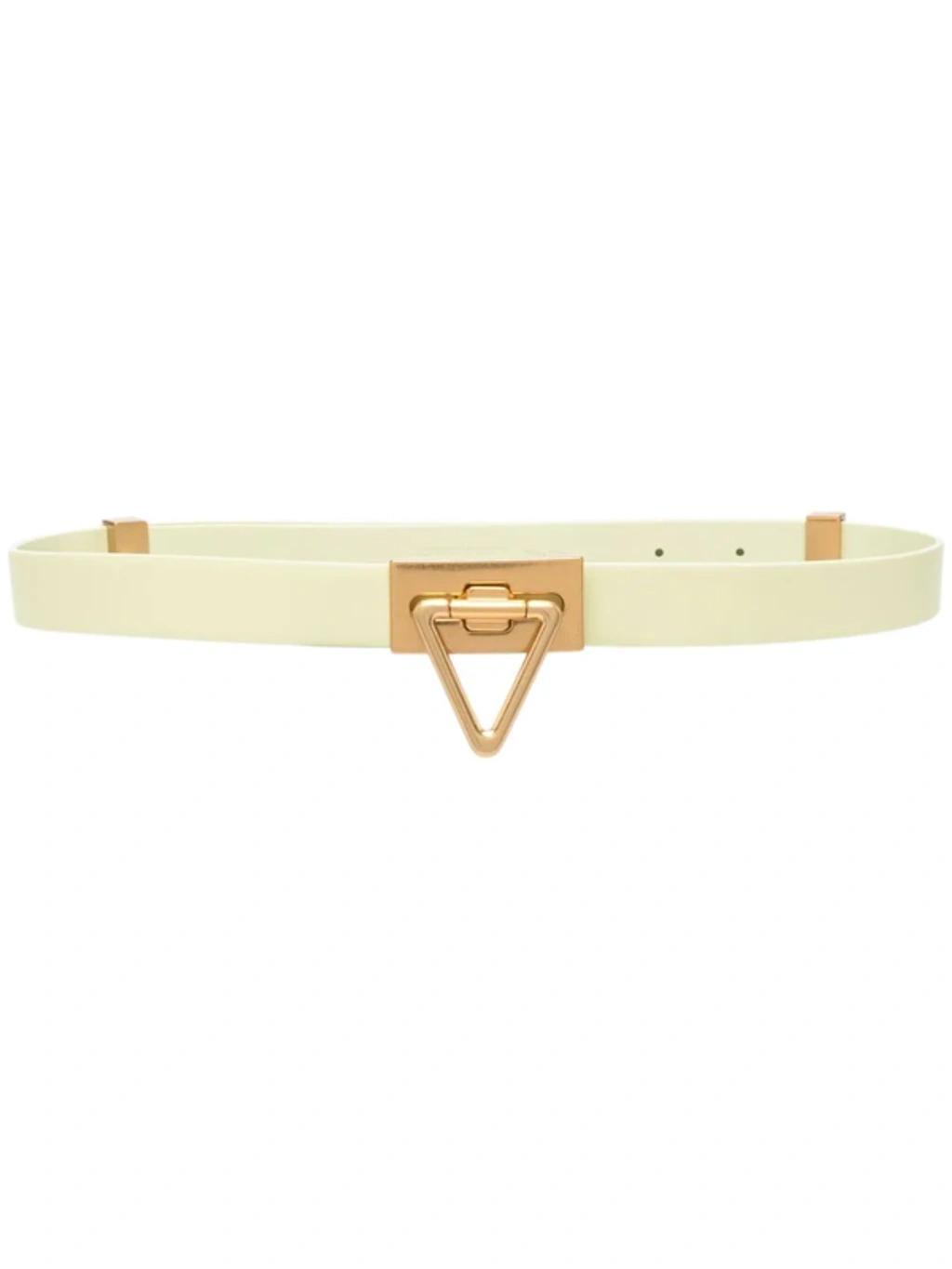 Triangle-buckle Leather Belt In Yellow Product Image