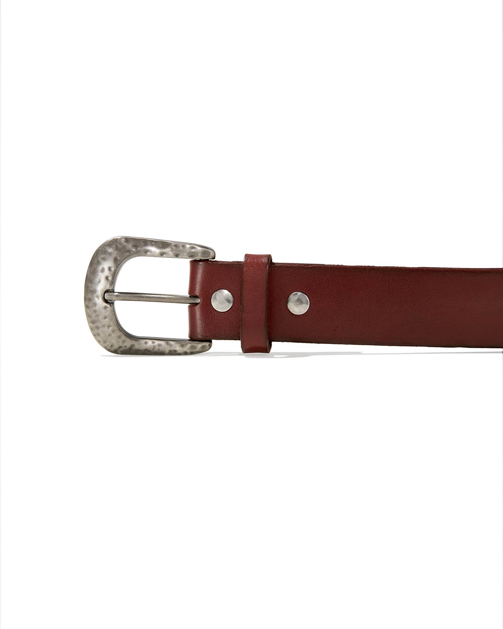 Hammered Buckle Belt in Cognac Leather Product Image