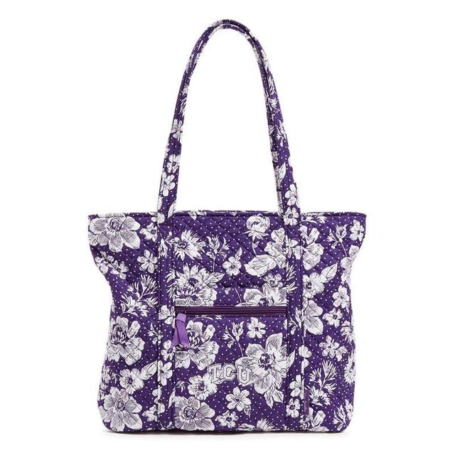 Vera Bradley Collegiate Tote Bag Women in Purple /White Rain Garden with Texas Christian University Purple/White Product Image