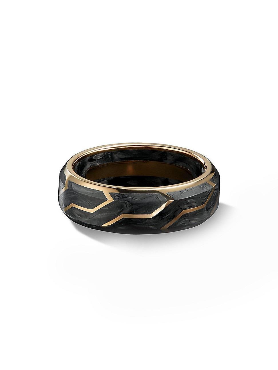 Mens Forged Carbon Band Ring with 18K Yellow Gold Product Image