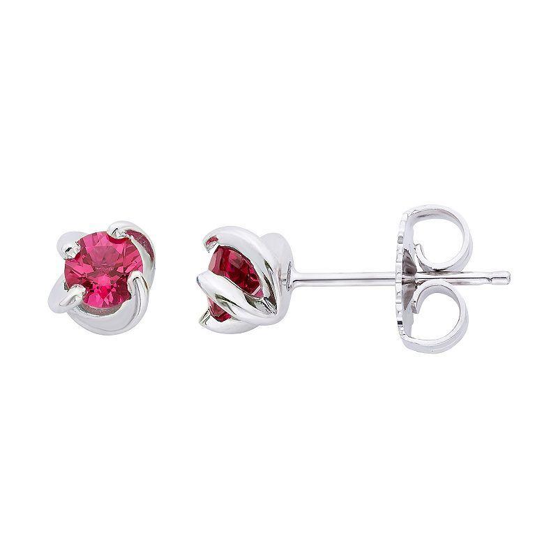 Boston Bay Diamonds Sterling Silver Birthstone Swirl Earrings, Womens, Pink Tourmaline Product Image