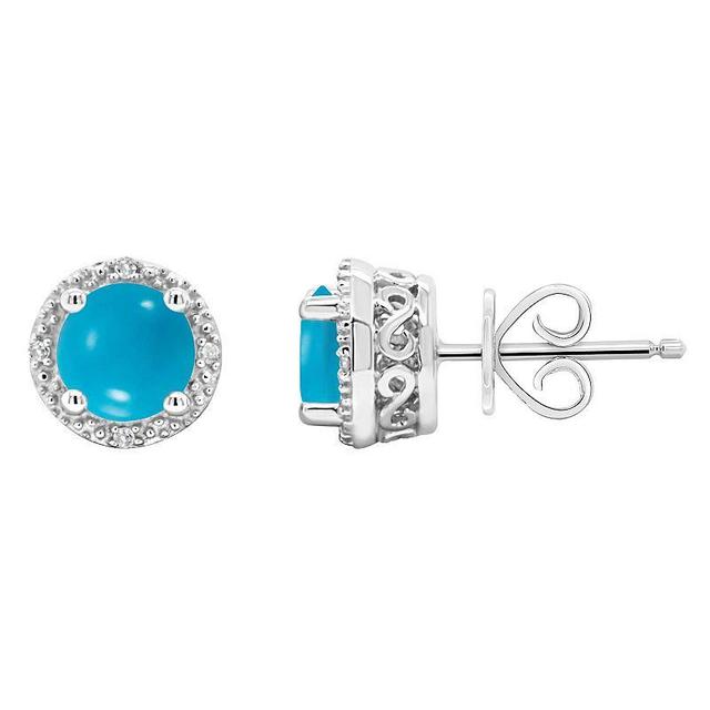 Cultured Freshwater Pearl & Diamond Accent Stud Earrings in Sterling Silver (Also in OnyxTurquoise) - Labradorite Product Image