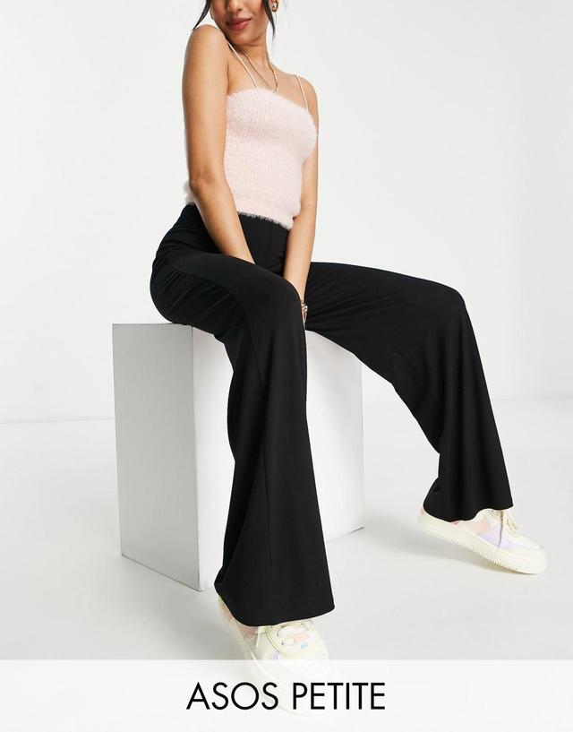 ASOS DESIGN Petite basic wide leg jersey pants Product Image