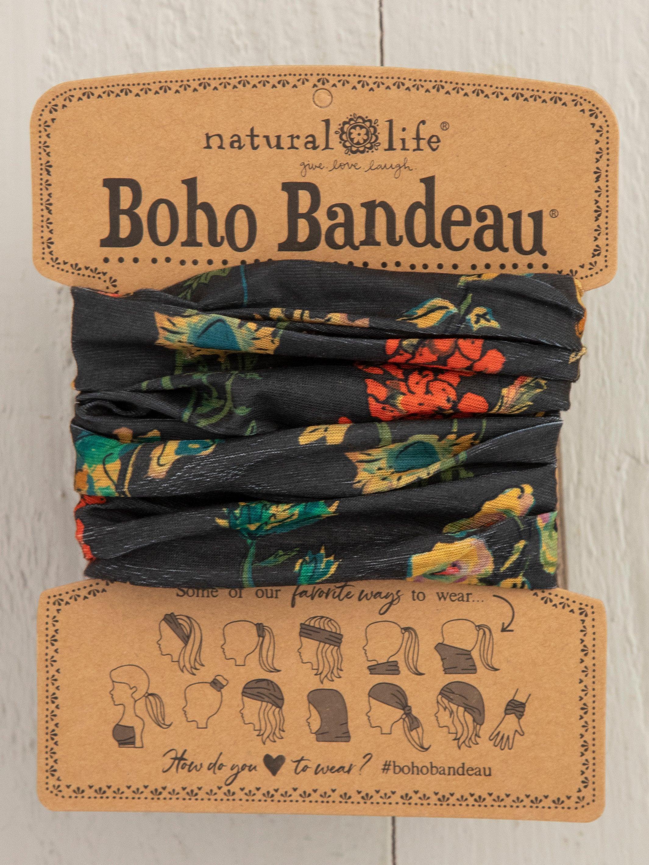 Full Boho Bandeau® Headband - Charcoal Orange Floral Product Image