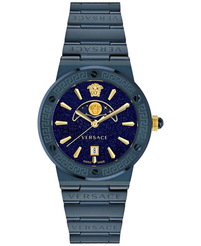 Versace Womens Swiss Greca Logo Blue Ion Plated Stainless Steel Bracelet Watch 38mm Product Image