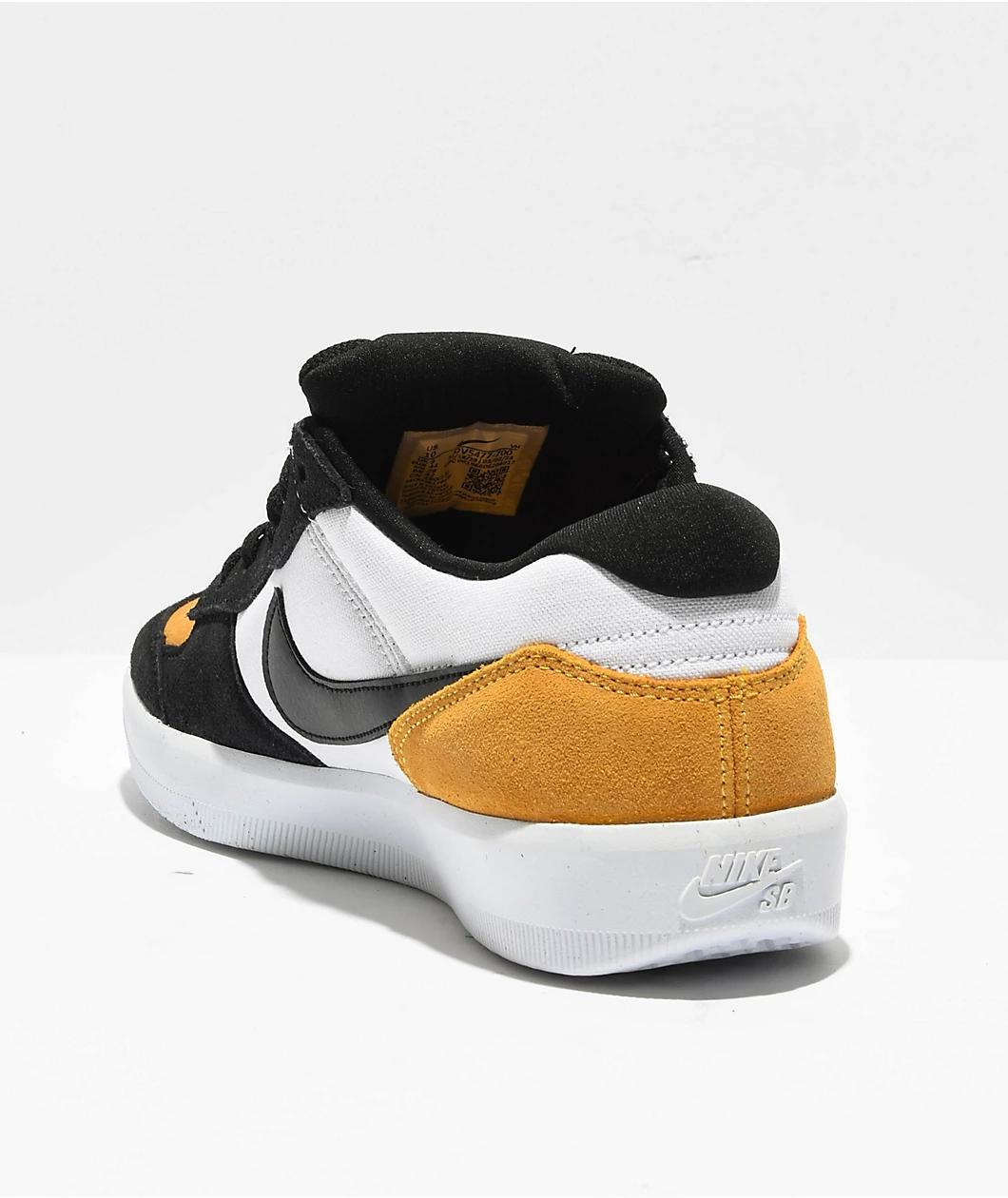 Nike SB Force 58 Gold, Black & White Skate Shoes Product Image