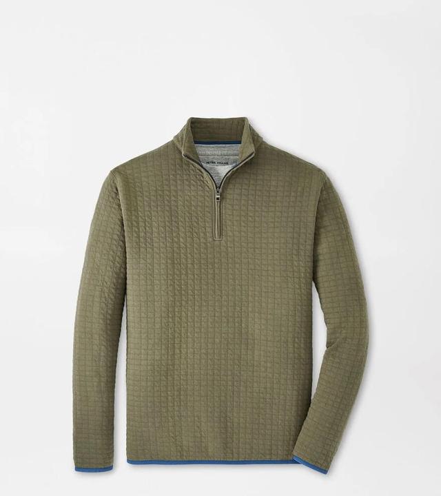 Peter Millar Mens Quad Quilted Quarter-Zip | Color: Military | Size: XL Product Image