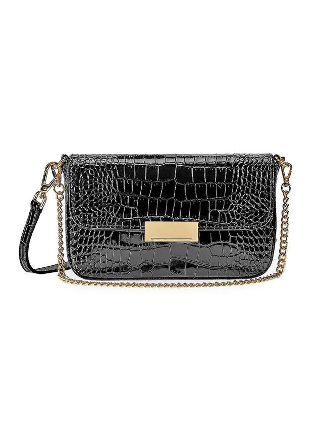 Womens Edie Crocodile-Embossed Leather Shoulder Bag Product Image