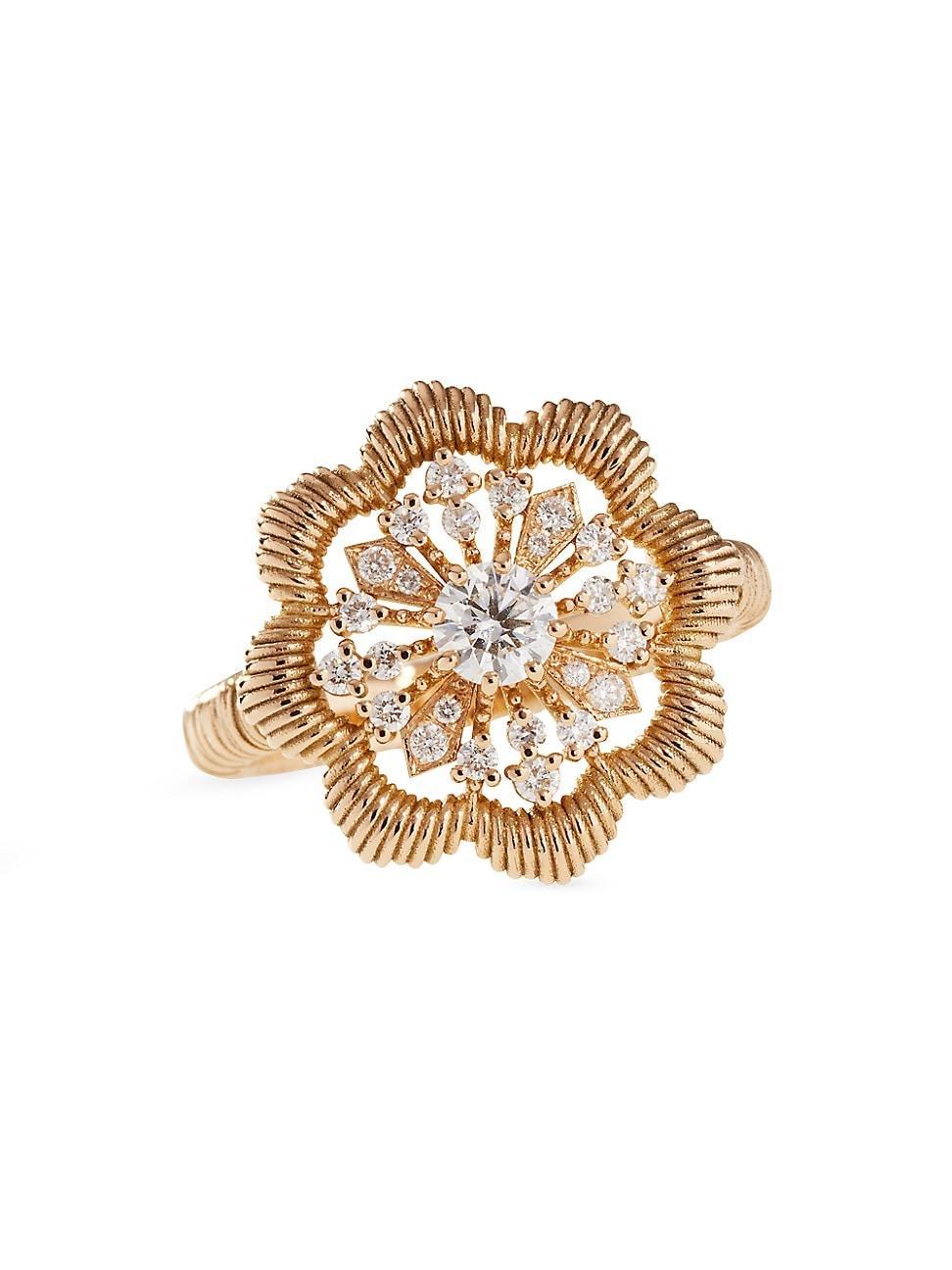 Womens Lace Flower 18K Yellow Gold &Latitude Lab-Grown Diamond Large Ring Product Image