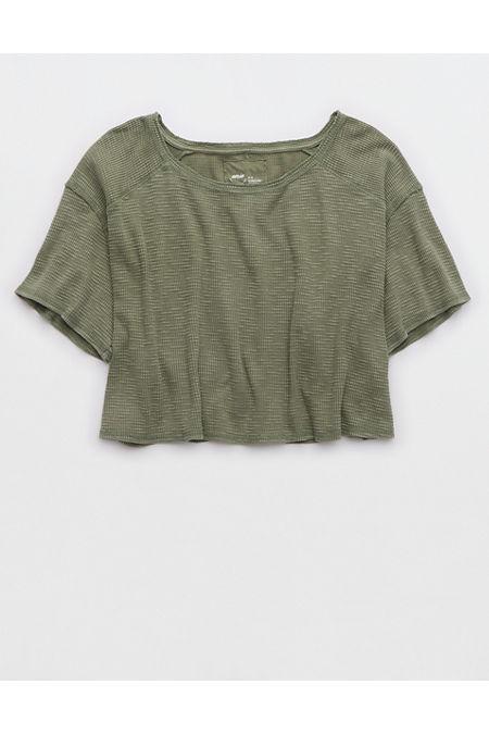 Aerie Cropped Waffle T-Shirt Women's Product Image