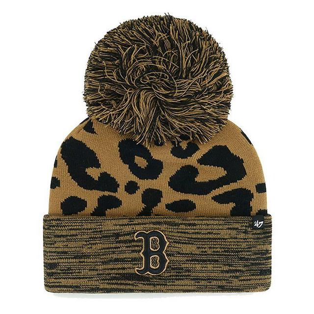 Womens 47 Boston Red Sox Leopard Rosette Cuffed Knit Hat with Pom Product Image