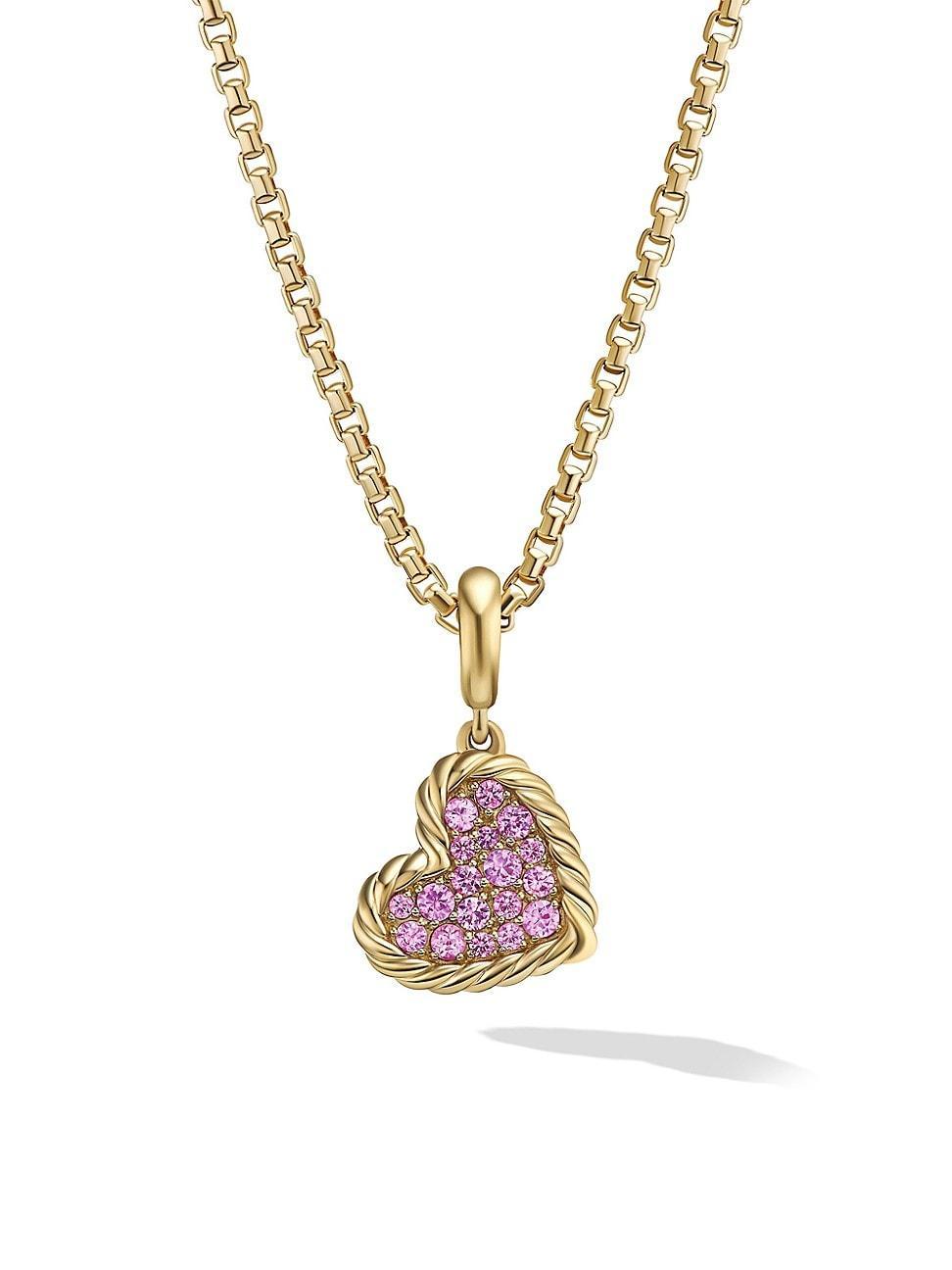 Womens DY Elements Heart Pendant In 18K Yellow Gold With Pav Sapphires Product Image