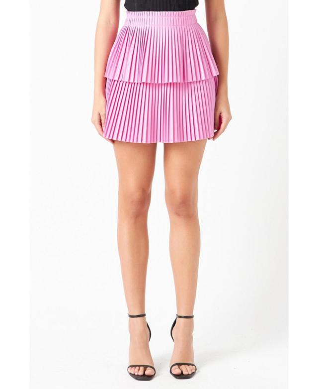 Womens Shiny Pu Pleated Mini Skirt Product Image