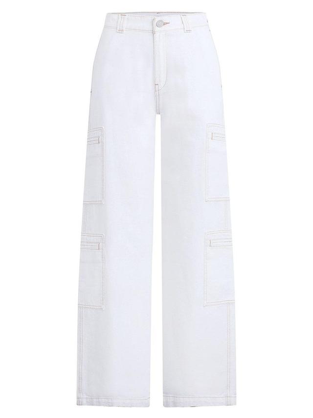 Womens High-Rise Cargo Wide-Leg Jeans Product Image