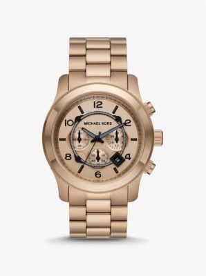 Michael Kors Mens Runway Chronograph Black Stainless Steel Bracelet Watch Product Image