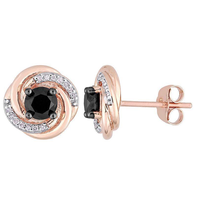 Stella Grace 10k Rose Gold 1 1/10 Carat T.W Black & White Diamond Swirl Earrings, Womens Product Image