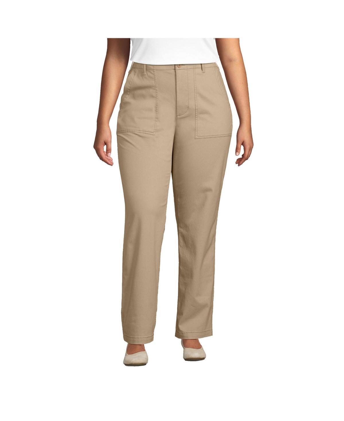 Plus Size Lands End High-Rise Chino Utility Straight Leg Pants, Womens Product Image