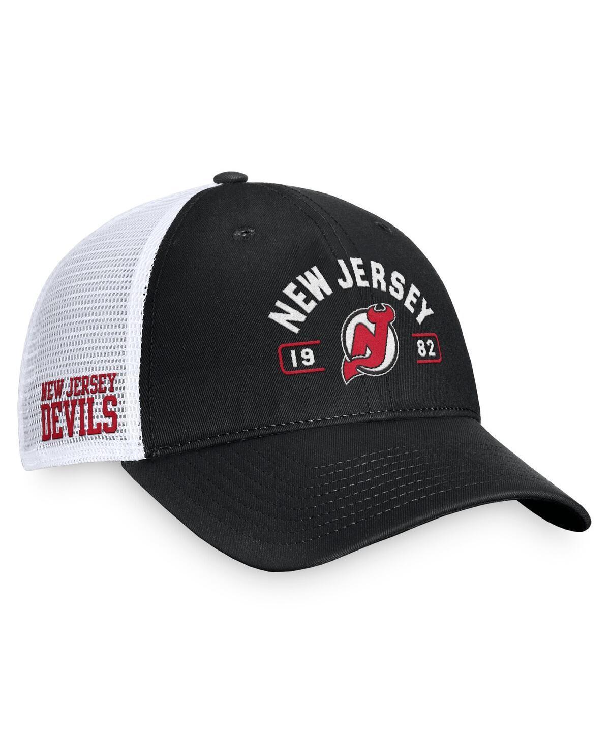 Fanatics Mens Black New Jersey Devils Free Kick Trucker Adjustable Hat - Black, White Product Image