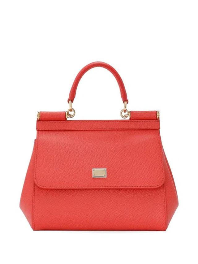 Sicily Medium Leather Handbag In Red Product Image