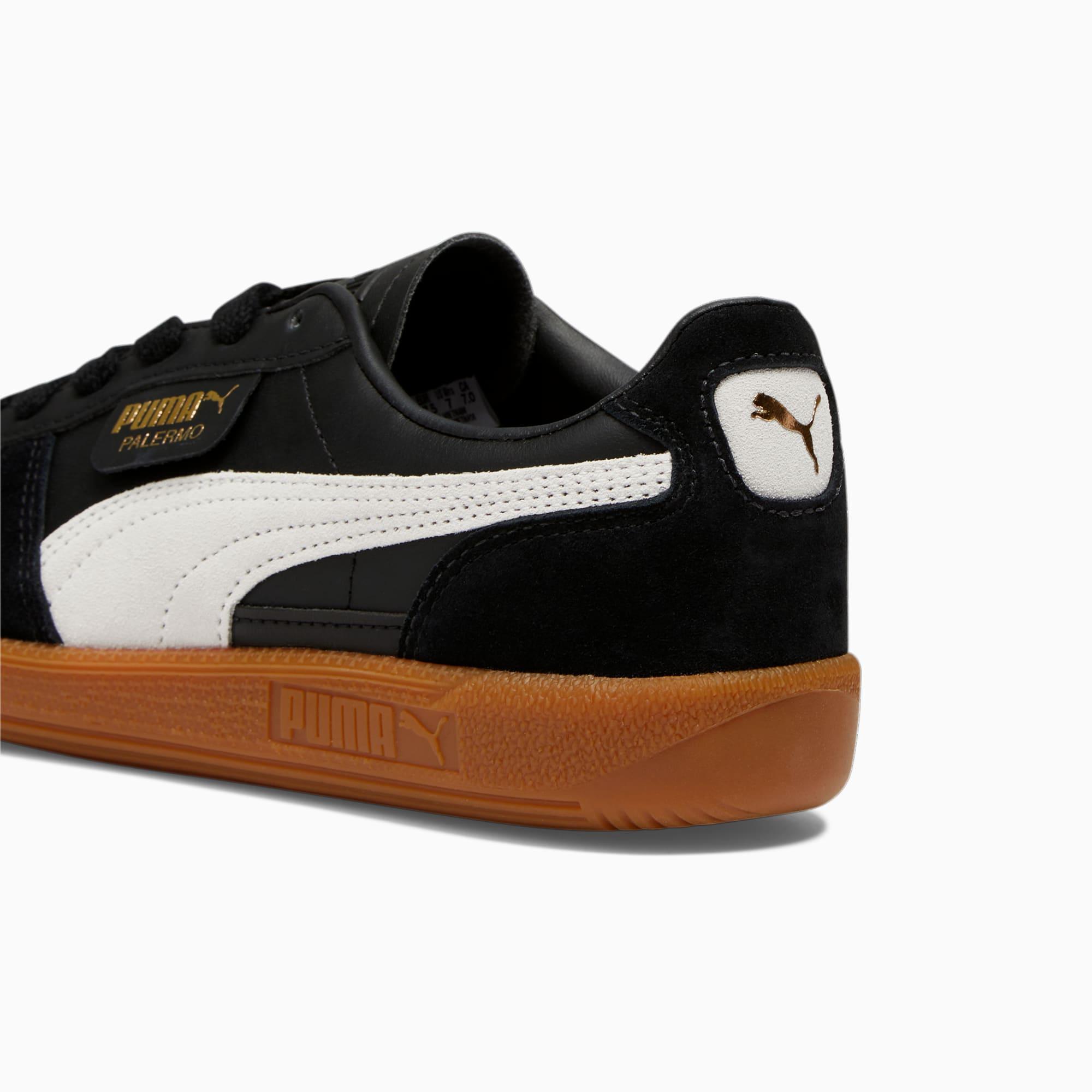 PUMA Palermo Leather Women's Sneakers in Black/Feather Grey/Gum Product Image