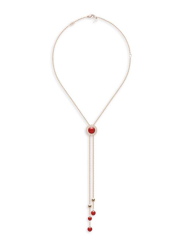 Womens Possession 18K Rose Gold, Carnelian & Diamond Lariat Pendant Necklace Product Image