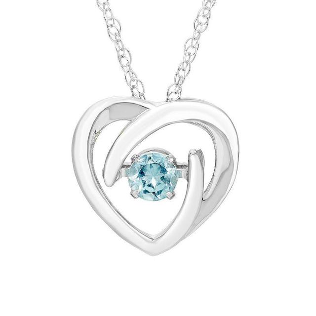 Boston Bay Diamonds Brilliance in Motion Sterling Silver Aquamarine Dancing Gemstone Heart Pendant, Womens Product Image