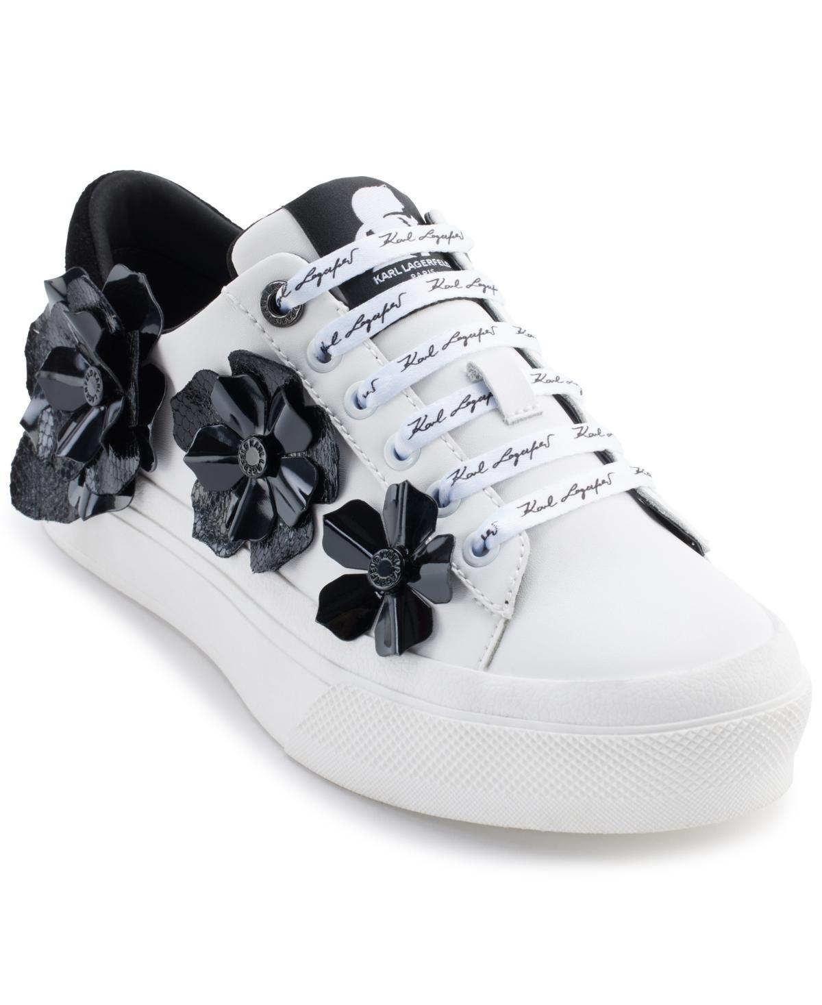 Karl Lagerfeld Paris Womens Georgia Lace-Up Embellished Sneakers - Soft White/ Product Image