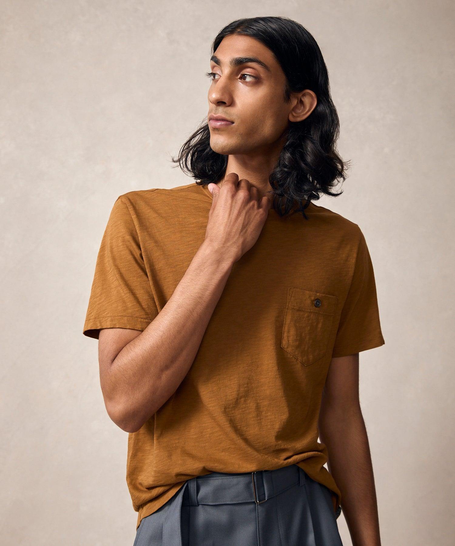 Made in L.A. Homespun Slub Pocket T-Shirt in Leather Brown Product Image