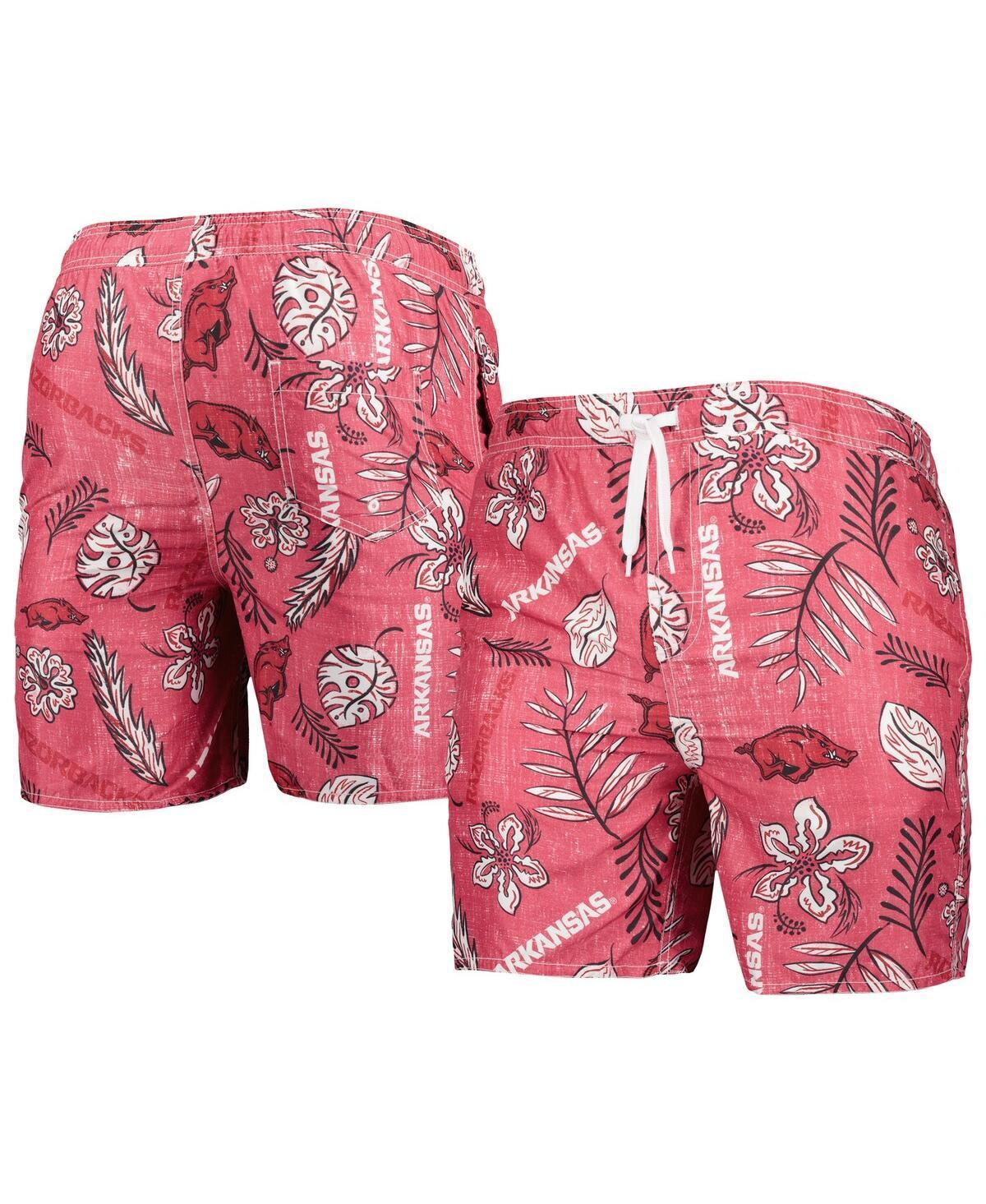 Mens Wes & Willy Cardinal Arkansas Razorbacks Vintage-Inspired Floral Swim Trunks Product Image