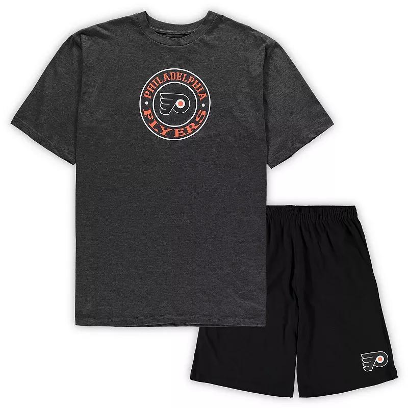 Mens Concepts Sport Black/Heathered Charcoal Philadelphia Flyers Big & Tall T-Shirt & Shorts Sleep Set Product Image