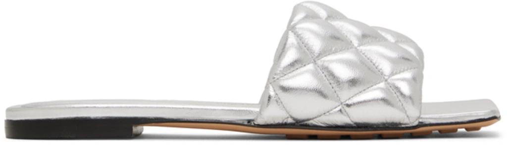 BOTTEGA VENETA Silver Padded Flat Sandals Product Image