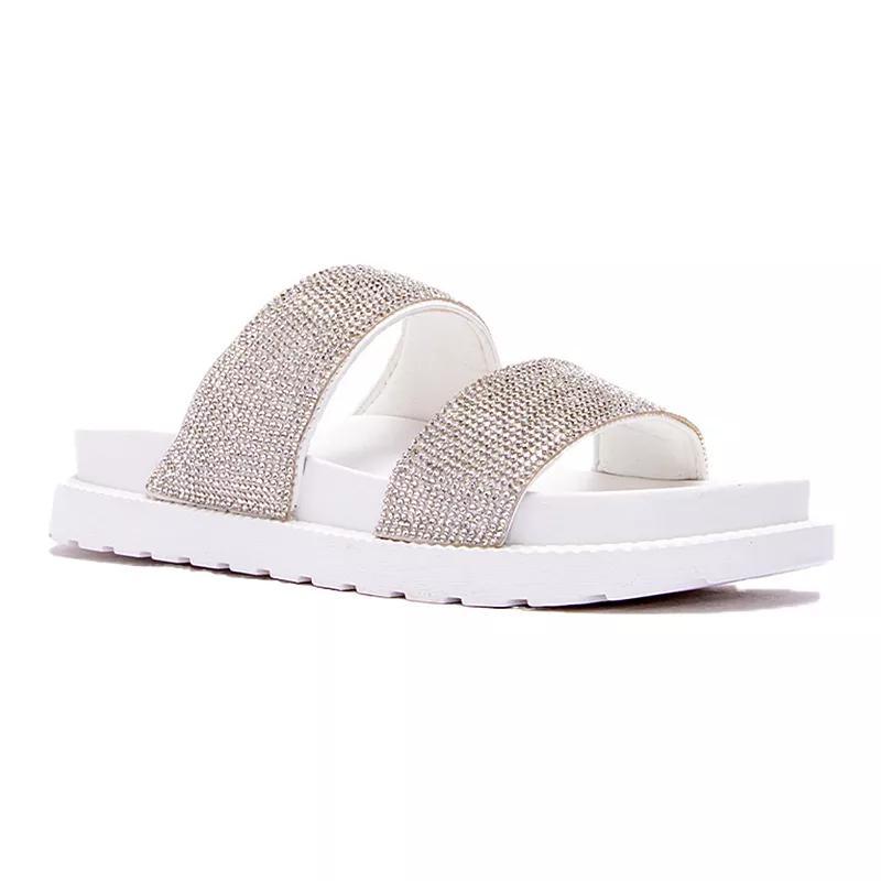 Qupid Jovie-01 Womens Double Band Slide Sandals White product image