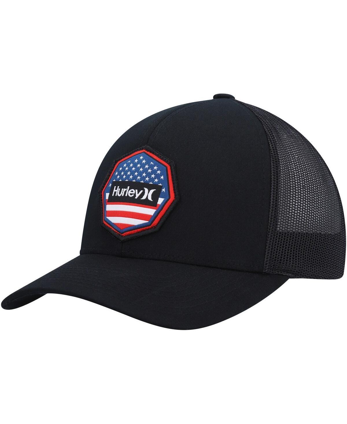 Mens Hurley Black Ultra Destination United States Trucker Snapback Hat Product Image